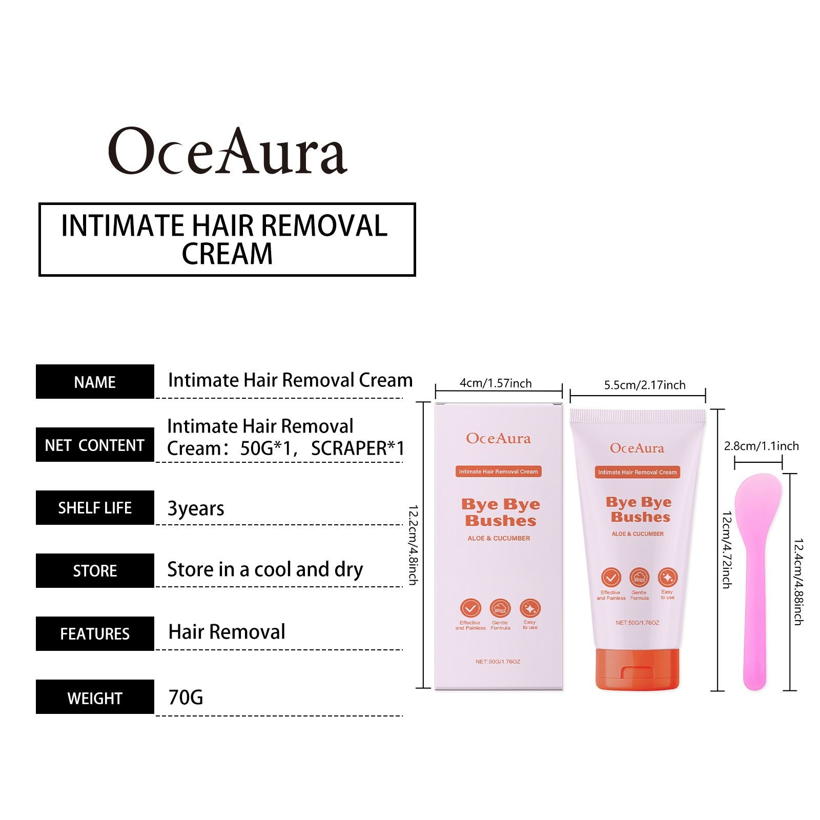 OceAura Sanfte Körperhaarentfernungscreme, schonend und reizarm – zarte, glatte Hautpflege für die Haut