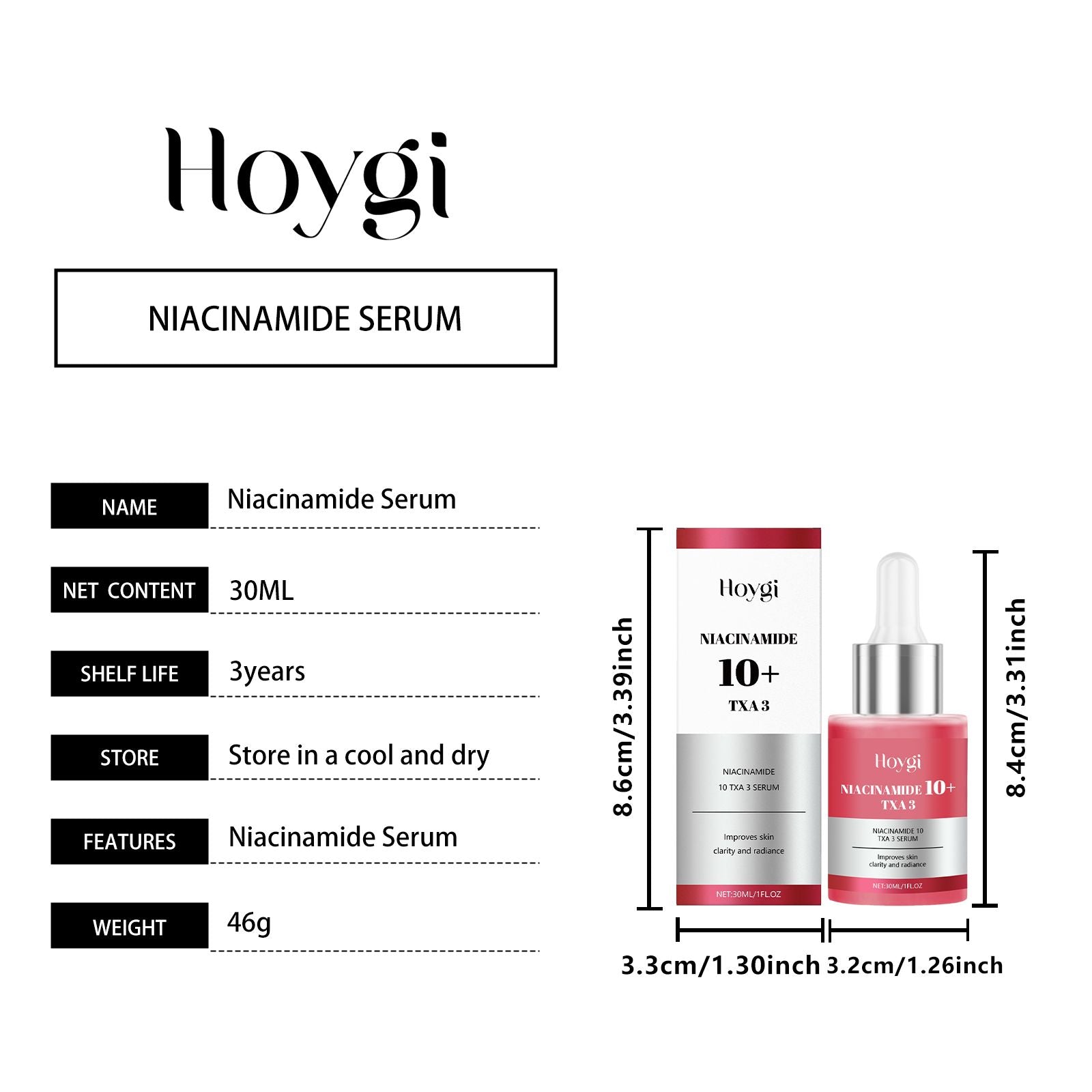 Hoygi Hyaluronsäure Aufhellende Essence (Rosa) Feuchtigkeitsspendende Tiefenpflege, Straffung und Verbesserung des Hauttons