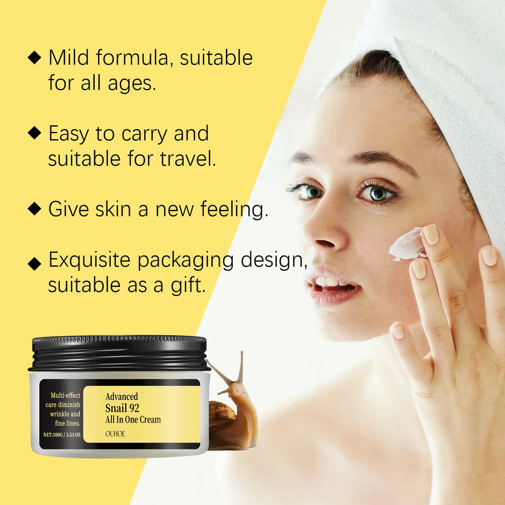 OUHOE Schneckenpflegecreme für das Gesicht – Feuchtigkeitsspendend, reparierend, Hautpflegecreme