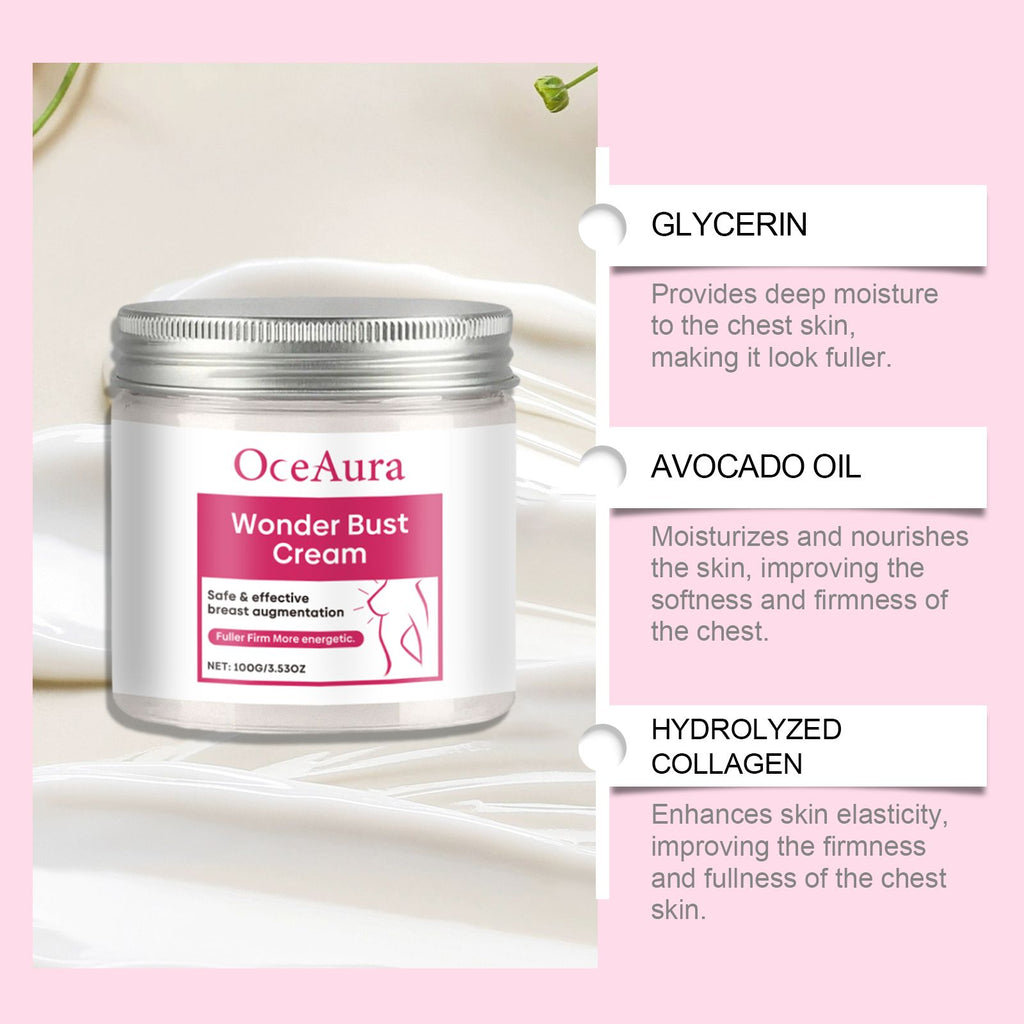 OceAura Brustpflegecreme – Aufpolstern, Pflegen der Brusthaut, Linienstraffung, elastische Massagebehandlung