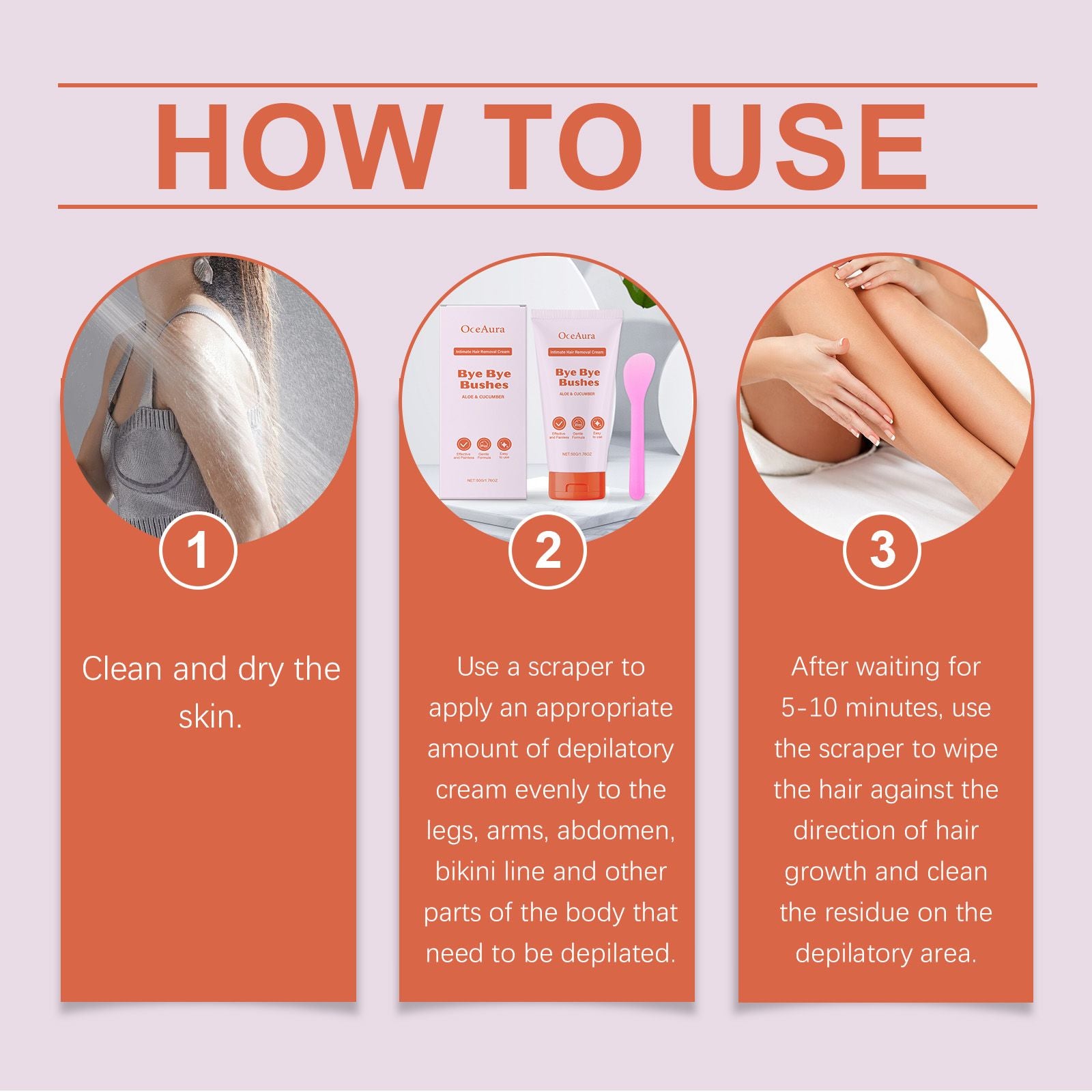 OceAura Sanfte Körperhaarentfernungscreme, schonend und reizarm – zarte, glatte Hautpflege für die Haut