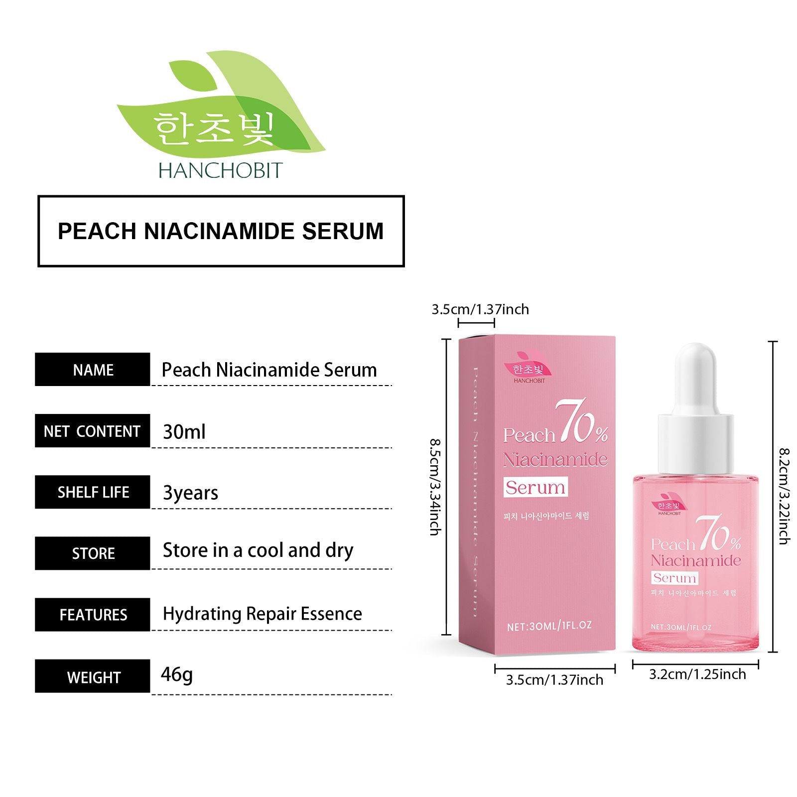 HANCHOBIT Niacinamid & Propolis Essence, hydratisierend, 30 ml