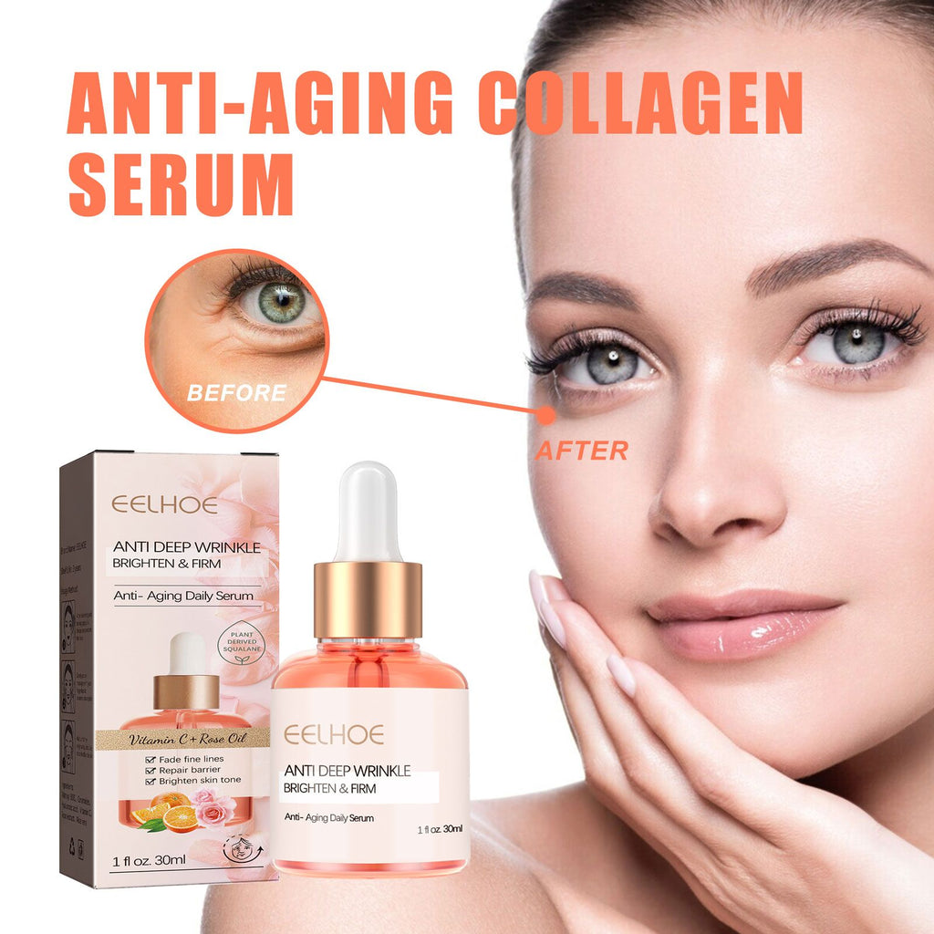 EELHOE Rosenöl, VC Anti-Aging-Essenz Vollständig hydratisierend chinesische Gesichtsstraffung Anti-Falten Frühes Alter Linien