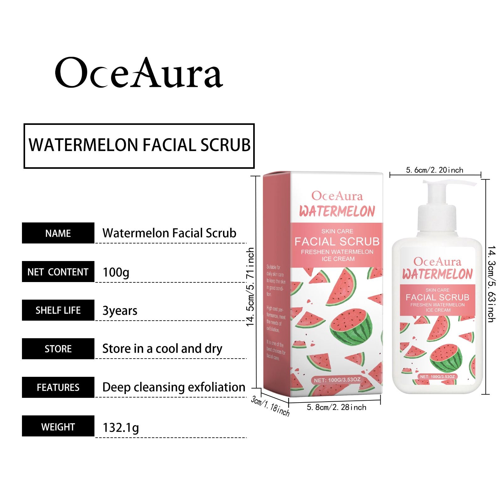 OceAura Sanftes Peeling-Scrub, Reinigt Und Feuchtet Das Gesicht Mit Einer Zarten Und Sanften Hautpeeling-Formel