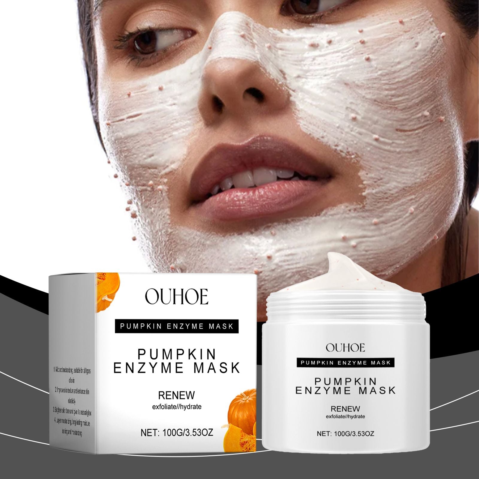 Ouhoe Kürbis-Enzymmaske für das Gesicht – Tiefenreinigung der Haut, porenverfeinernde Pflege, Tonmaske
