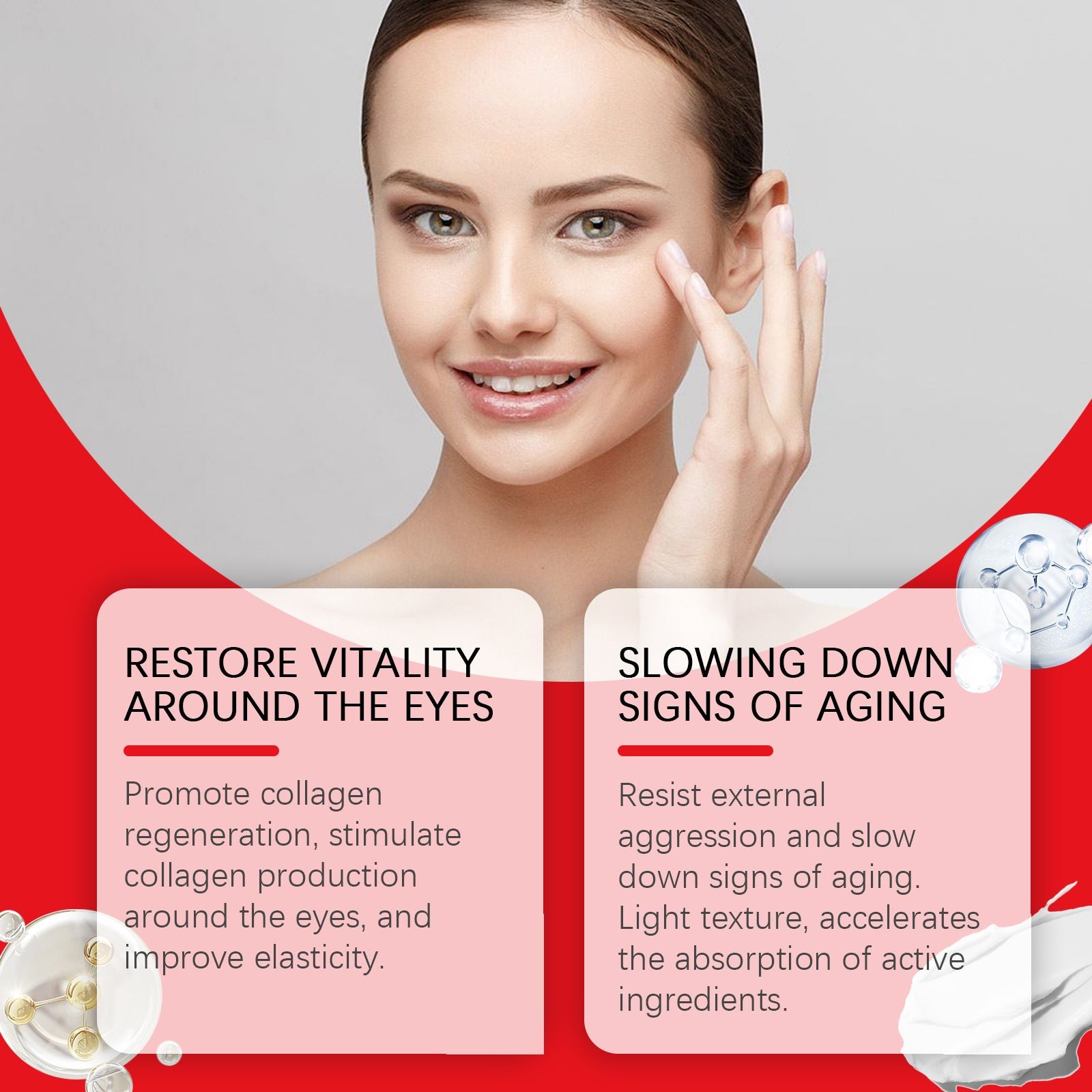 EELHOE Verfestigende Augencreme, Festigende und Hydratisierende Augenpflege-Essenz, Feuchtigkeitsspendende und Massierende Augencreme