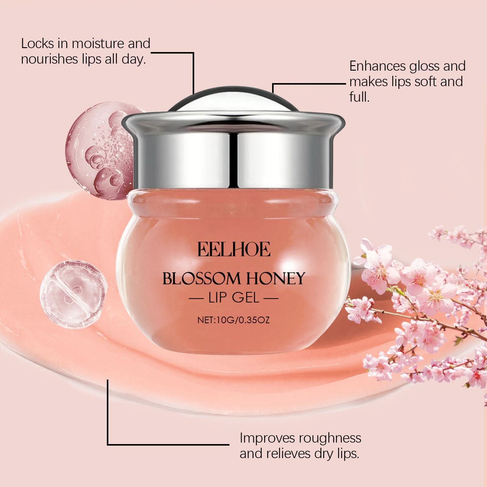 EELHOE Kirschblüten-Schlaflip-Gel, Kirschhonig Lippenbalsam – Aufhellende, feuchtigkeitsspendende Lippenpflege - Korino