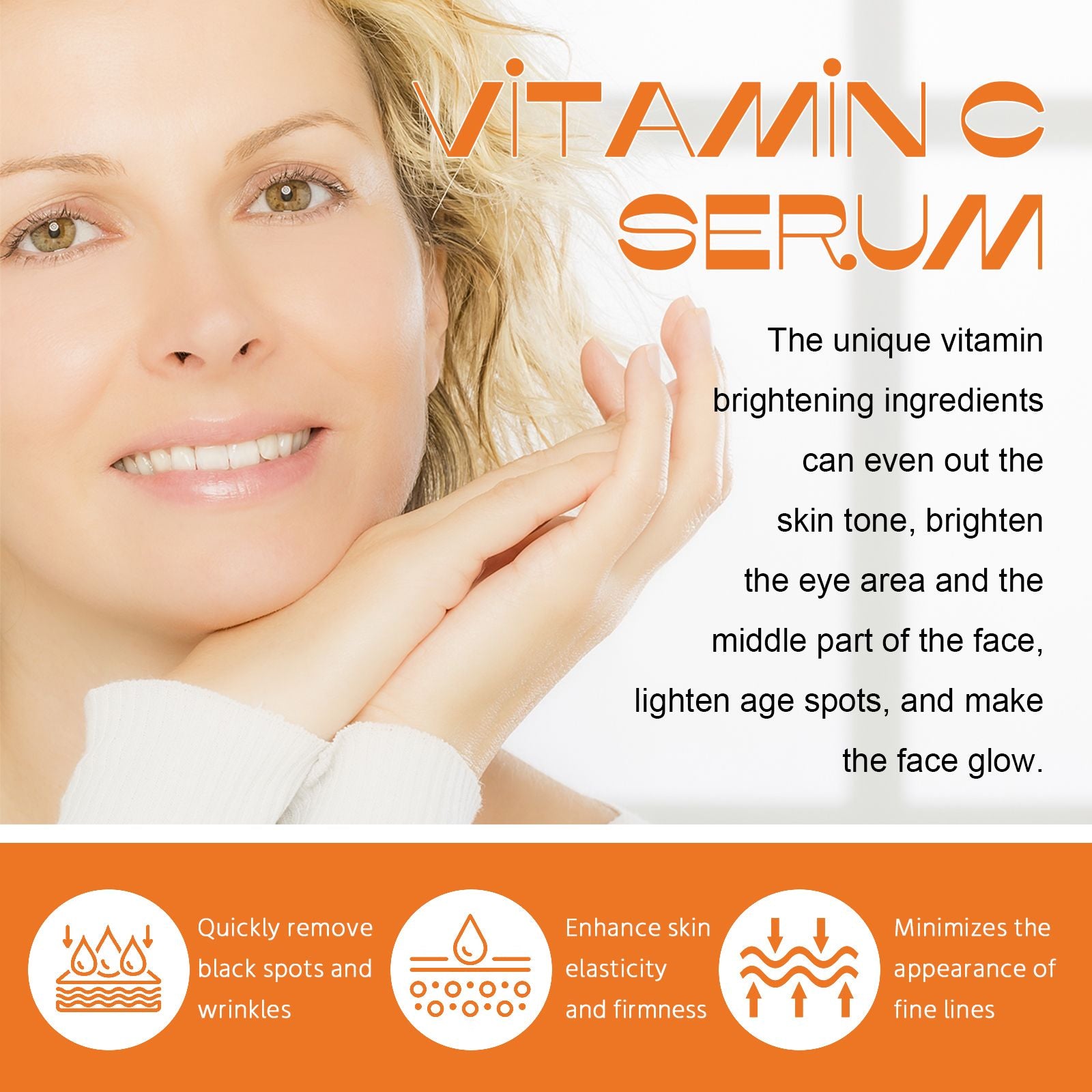 Jaysuing Anti-Aging Whitening Vitamin C Essence – Strafft Haut und Feuchtigkeit, reduziert feine Linien und Falten