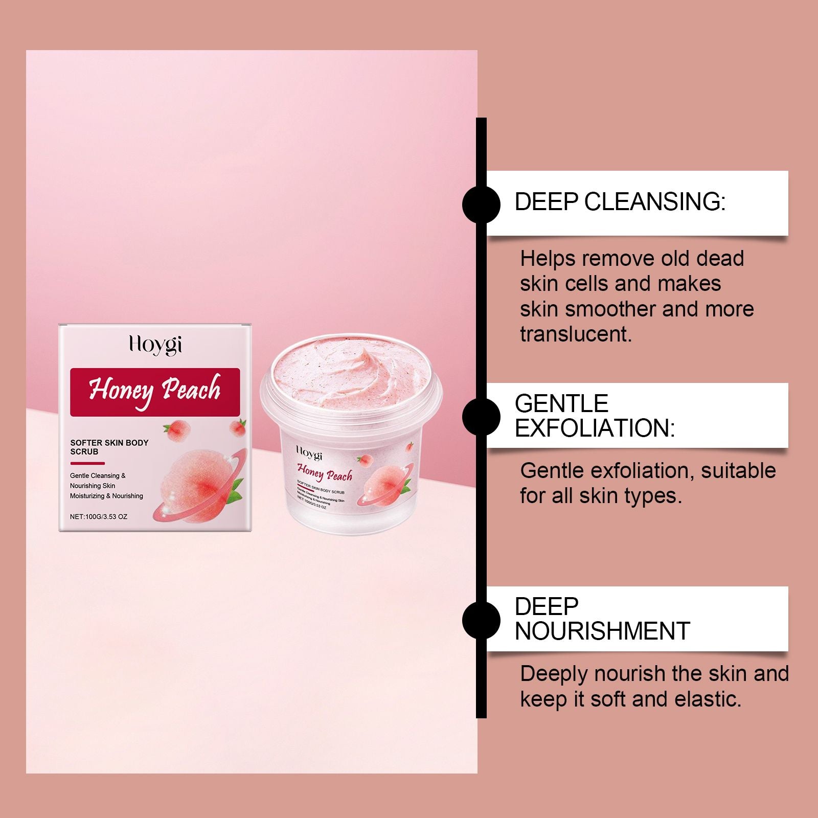 Hoygi Körperpeeling Sanftes Peeling, Reinigung, Feuchtigkeitspflege – Glänzend und Glatt