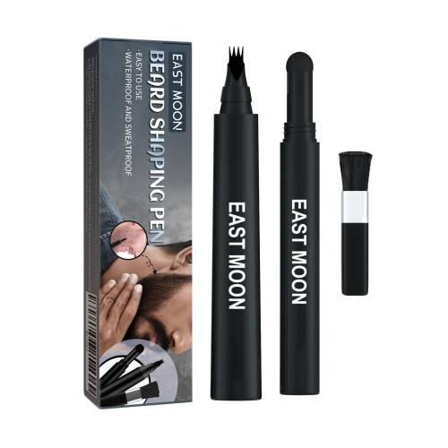 East Moon Beard Füller Stift-Set, 3-in-1 Pinsel Bart Füller, Männer Bartpflege Füller