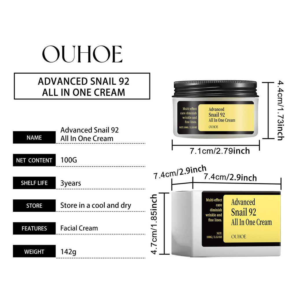 OUHOE Schneckenpflegecreme für das Gesicht – Feuchtigkeitsspendend, reparierend, Hautpflegecreme