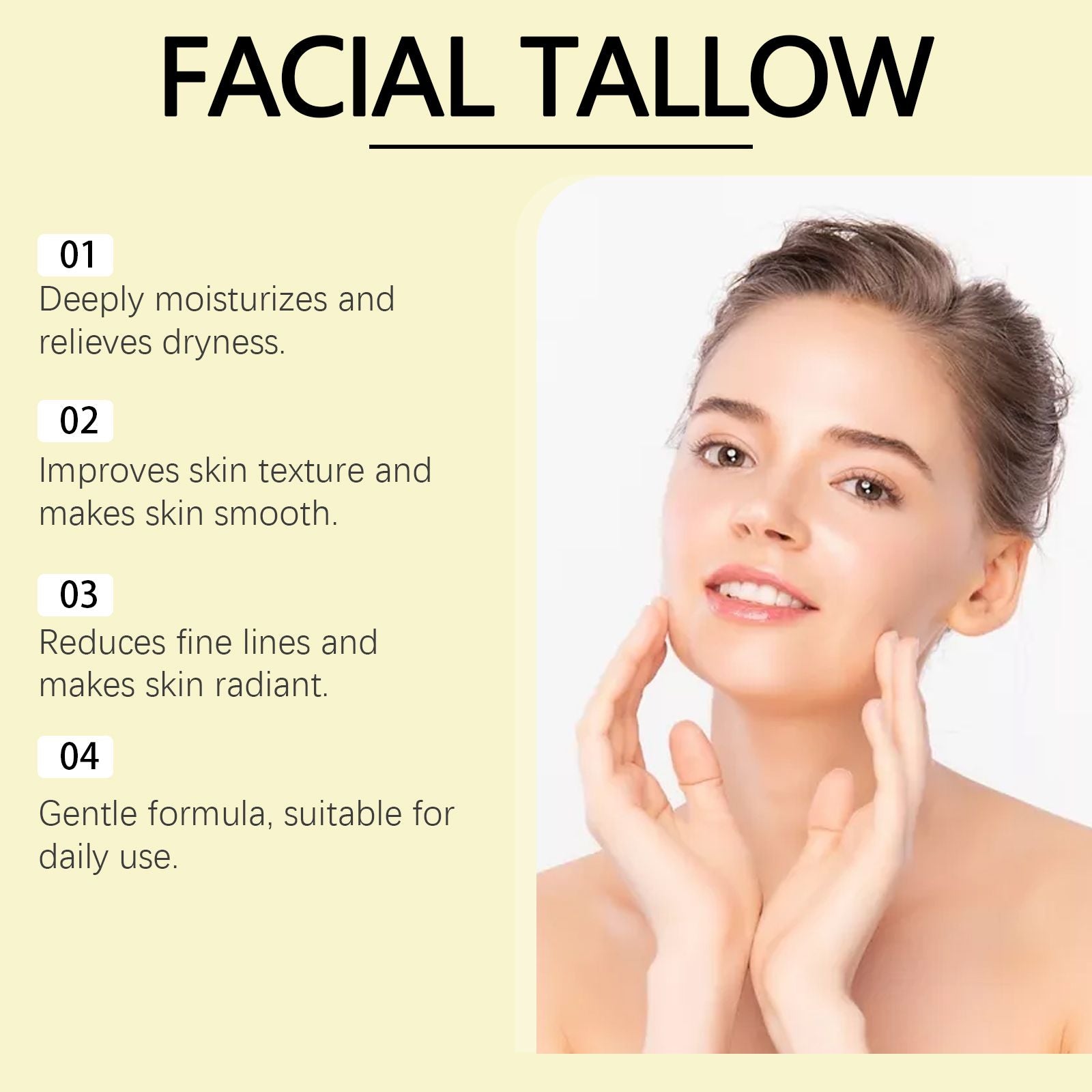 Hoygi Talg Honig Feuchtigkeitscreme, spendet tiefen Feuchtigkeit, versorgt mit Feuchtigkeit, beruhigt und schenkt der Haut Komfort