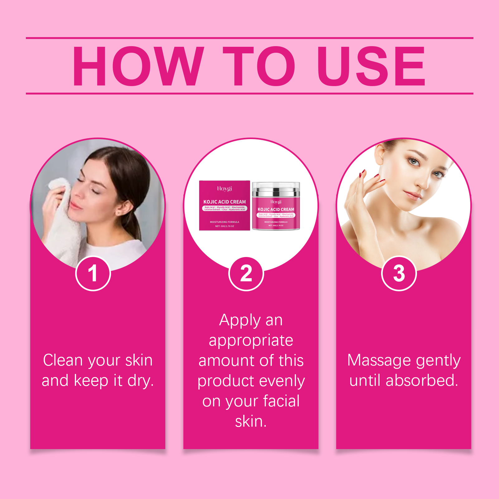 Hoygi Hyaluronsäure Aufhellende Creme, Sanfte Feuchtigkeitspflege, Straffung und Aufhellung des Hauttons