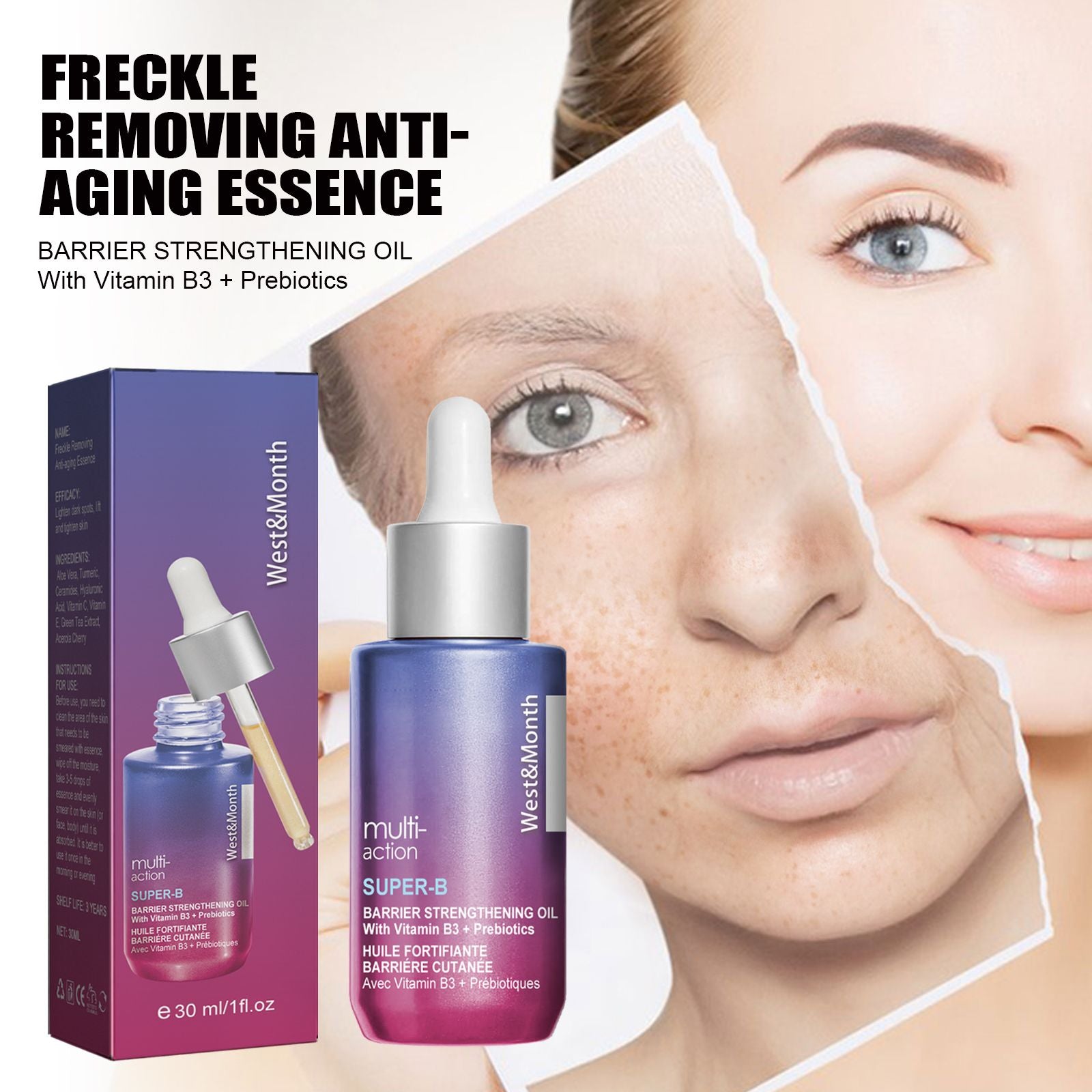 West&Month Sommersprosse Entfernen Anti-Aging Essenz – Gesichtstraffung, Anti-Falten, Aufhellung