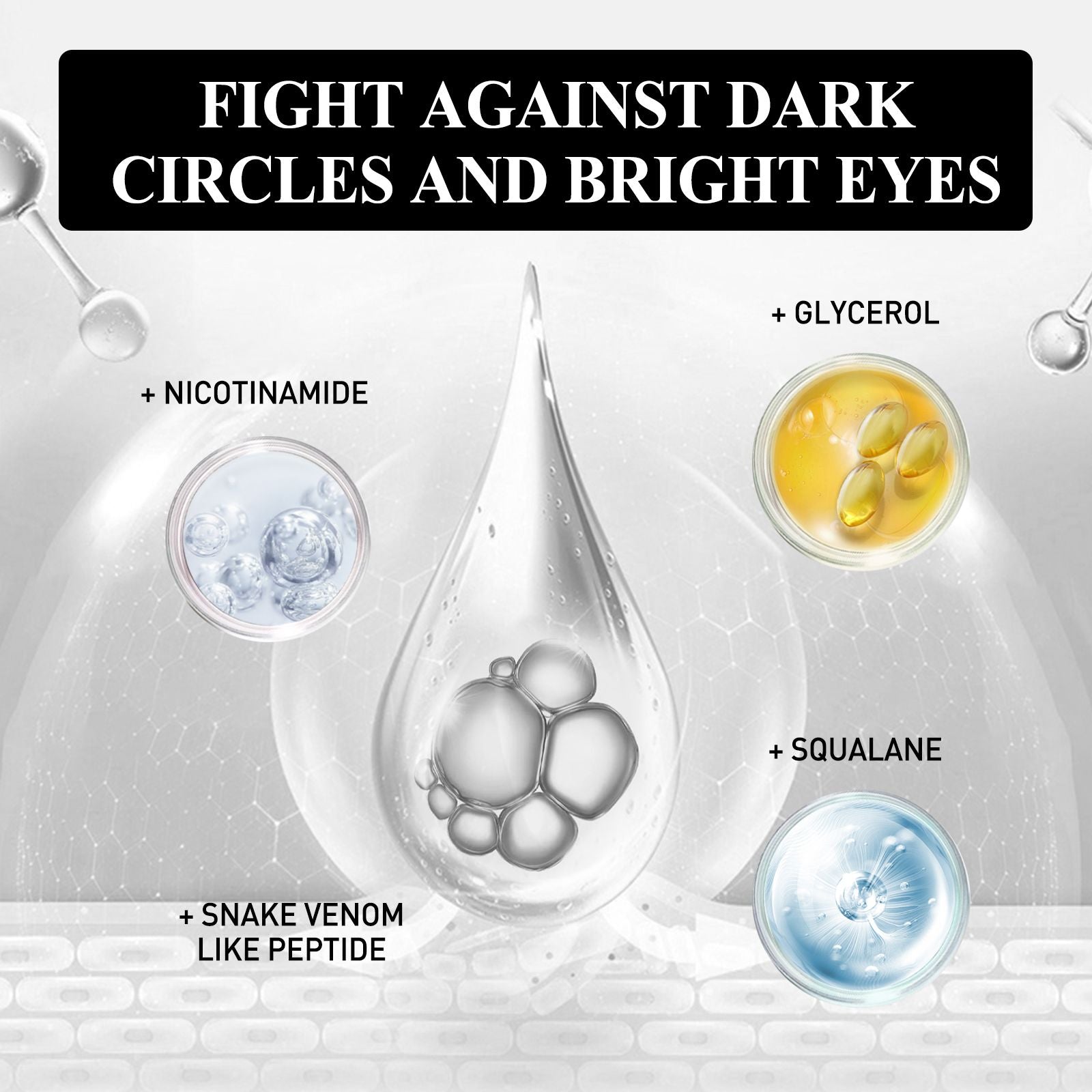 Jaysuing Schlangengift-Peptid-Augencreme – Aufhellend, Feuchtigkeit spendend, gegen Trockenheitslinien und Augenringe, Revitalisierende Augencreme