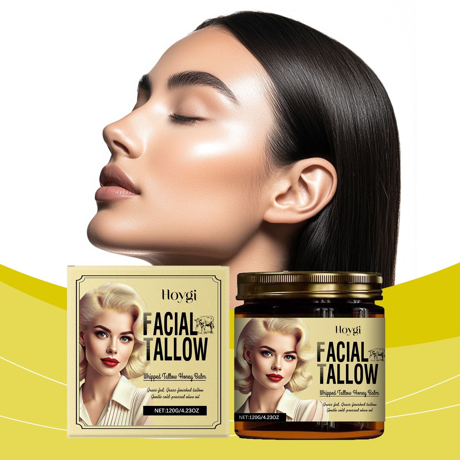 Hoygi Talg Honig Feuchtigkeitscreme, spendet tiefen Feuchtigkeit, versorgt mit Feuchtigkeit, beruhigt und schenkt der Haut Komfort