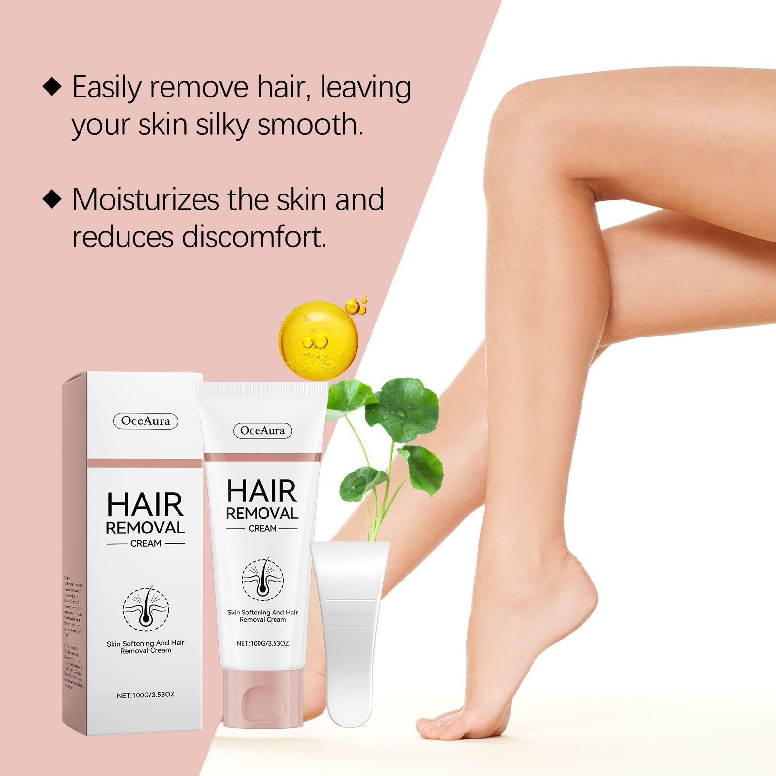 OceAura Körperhaarentfernung Creme, Milde, Nicht-Reizende, Saubere Haut Feuchtigkeitsspendende Glatte Haarentfernung